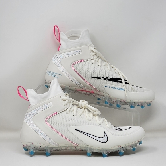 Nike Alpha Huarache 8 Elite LAX Lacrosse CW4440-116 White Pink Men Sz Multi New - Picture 1 of 10